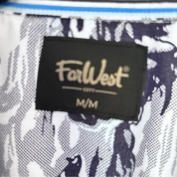 Far West Shirt Short Sleeve Men's Medium Black and White Coastal Nautical Summer - Picture 3 of 12